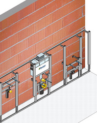 Huter proV Montagesystem als sockelhohe Vorwand mit einer Sockelhöhe von 83 cm.