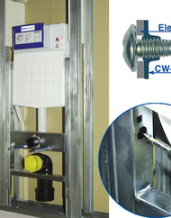 Die seitliche Befestigung am Ständerwerk (CW-Profilen) erfolgt über Spezialschrauben.