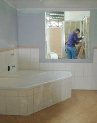 Isolierung und Fliesenlegerarbeiten im Werk