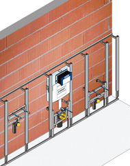 Huter proV Montagesystem als sockelhohe Vorwand mit einer Sockelhöhe von 113 cm.